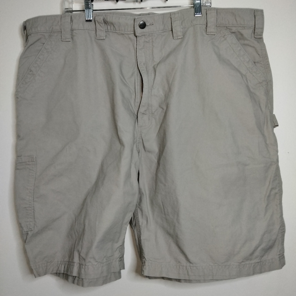 Carhartt (Size 48) Men's Tan Cotton Zip Fly Slip & Flap Cargo Pockets 10" Shorts